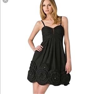 BCBG Black Jeweled Rosette Baby Doll Cocktail Dress Sz 2